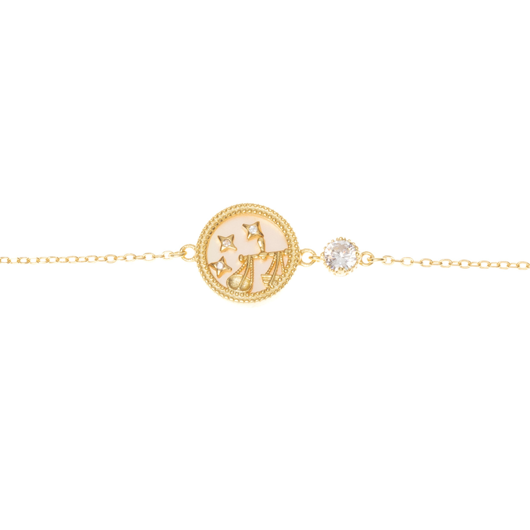Libra zodiac bracelet in sterling silver painted with gold, shown on white background with elegant Libra design